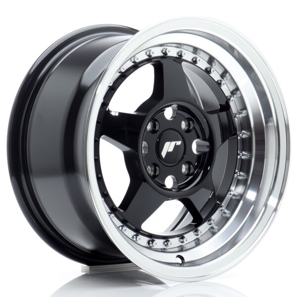 JR Wheels JR6 15x8 ET25 4x100 Gloss Black w/Machined Lip