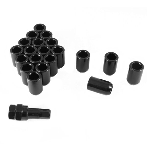 Set of BLACK imbus lug nuts 12x1,25 + Key